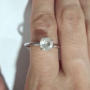 Silver Tone Ring Round Faceted Stone Statement Fashion Jewelry Size 8 Women